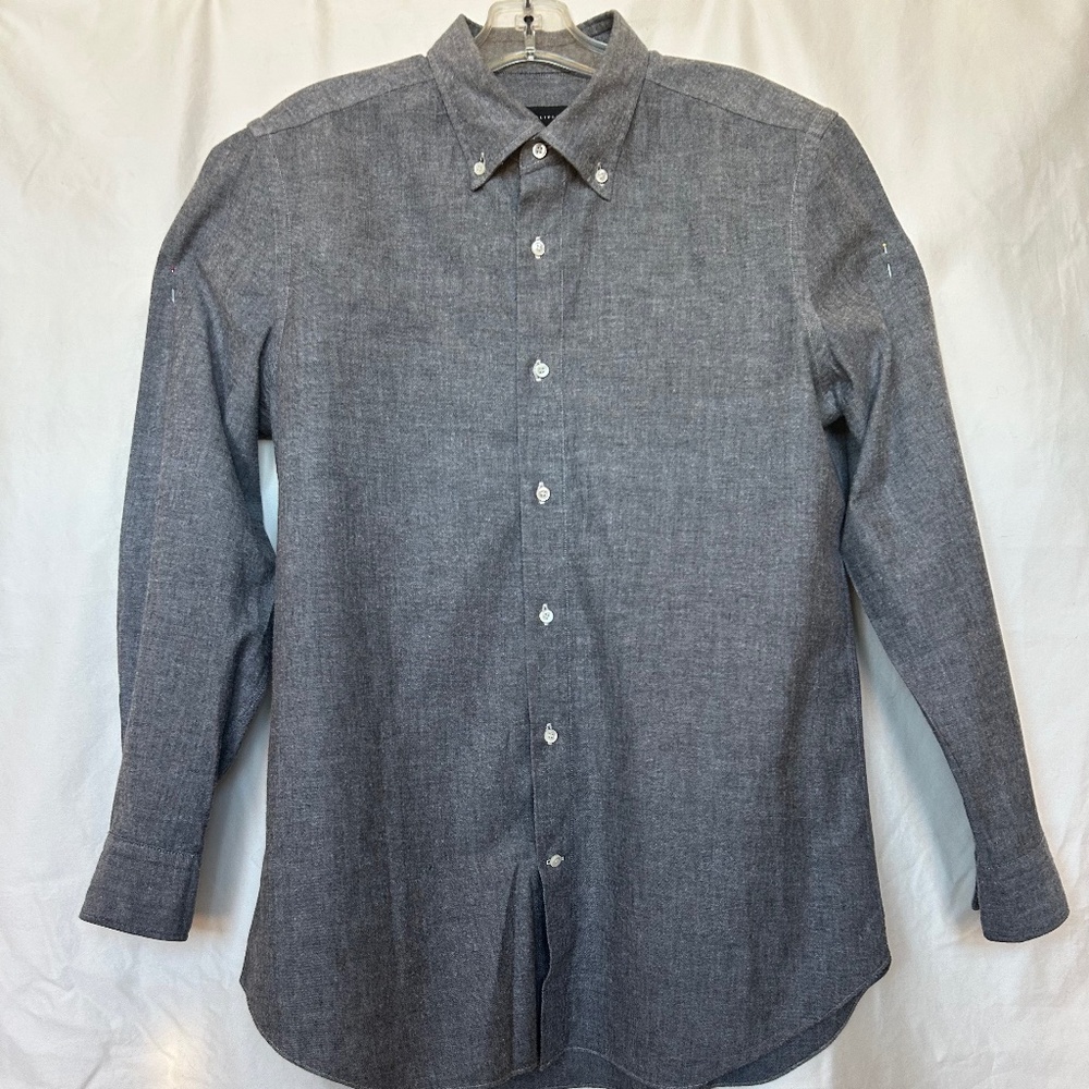 Boglioli Men's Button Up Shirt Light Gray Long Sl 16 1/2 collar